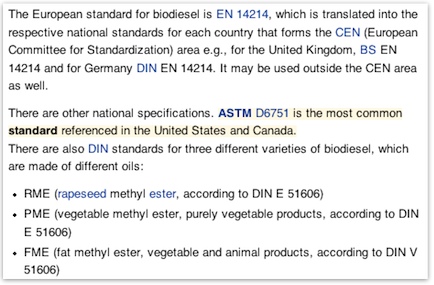 wikipedia article on biodiesel