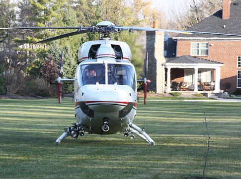 Helicopter in backyard