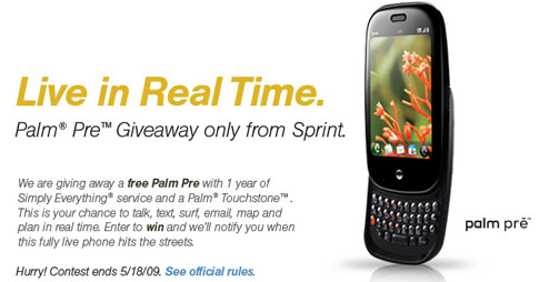 Sprint Palm Pre Giveaway