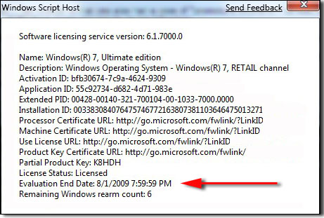 Expiration Date for Windows 7