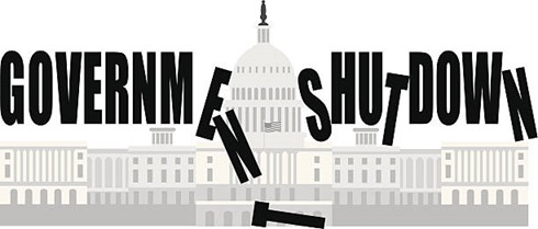 Washington DC Capitol Government Shutdown Vector Illustration