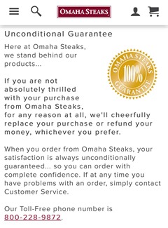 OmahaSteaksUnconditionalGuarantee