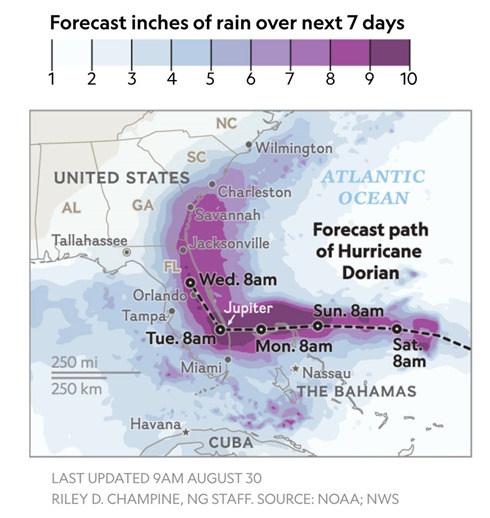 HurricaneDorianProjection190830_9AM