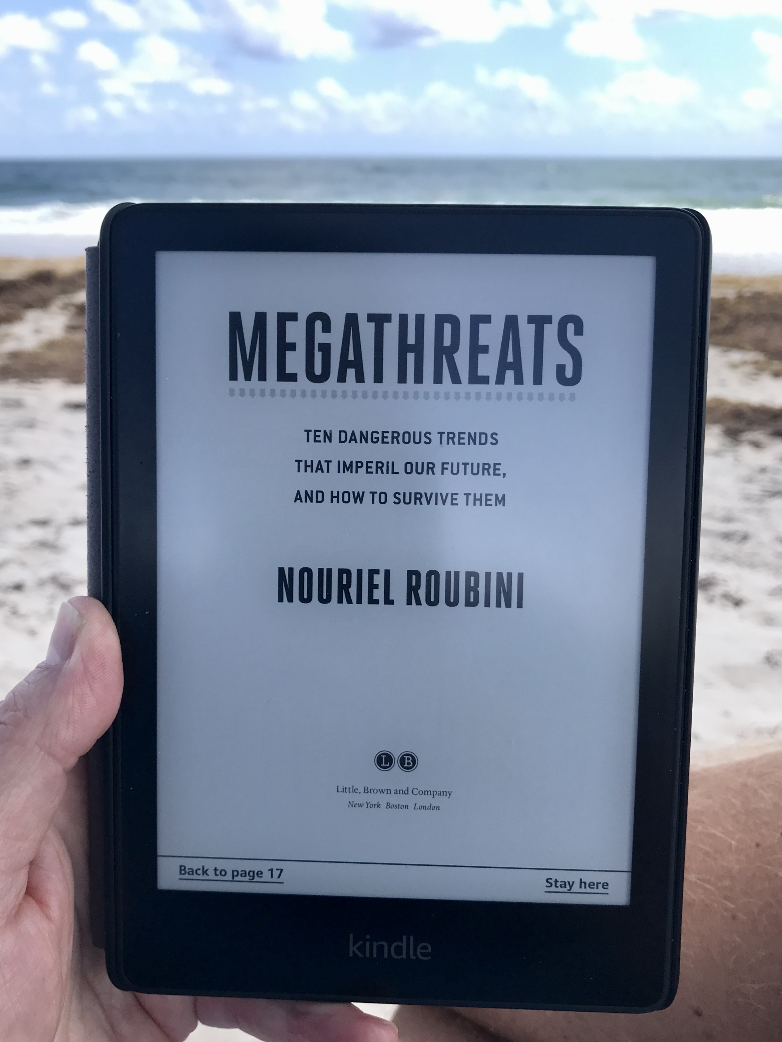 Kindle ebook ereader on beach