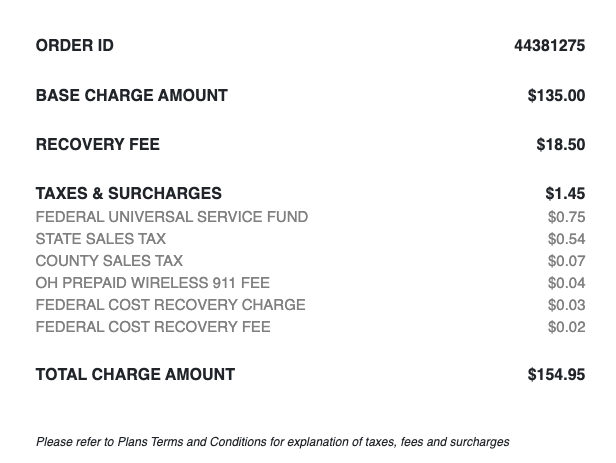 Charges by Mint Mobile -- Recovery Fee