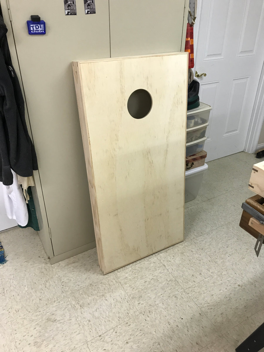 Front of rough cornhole boards