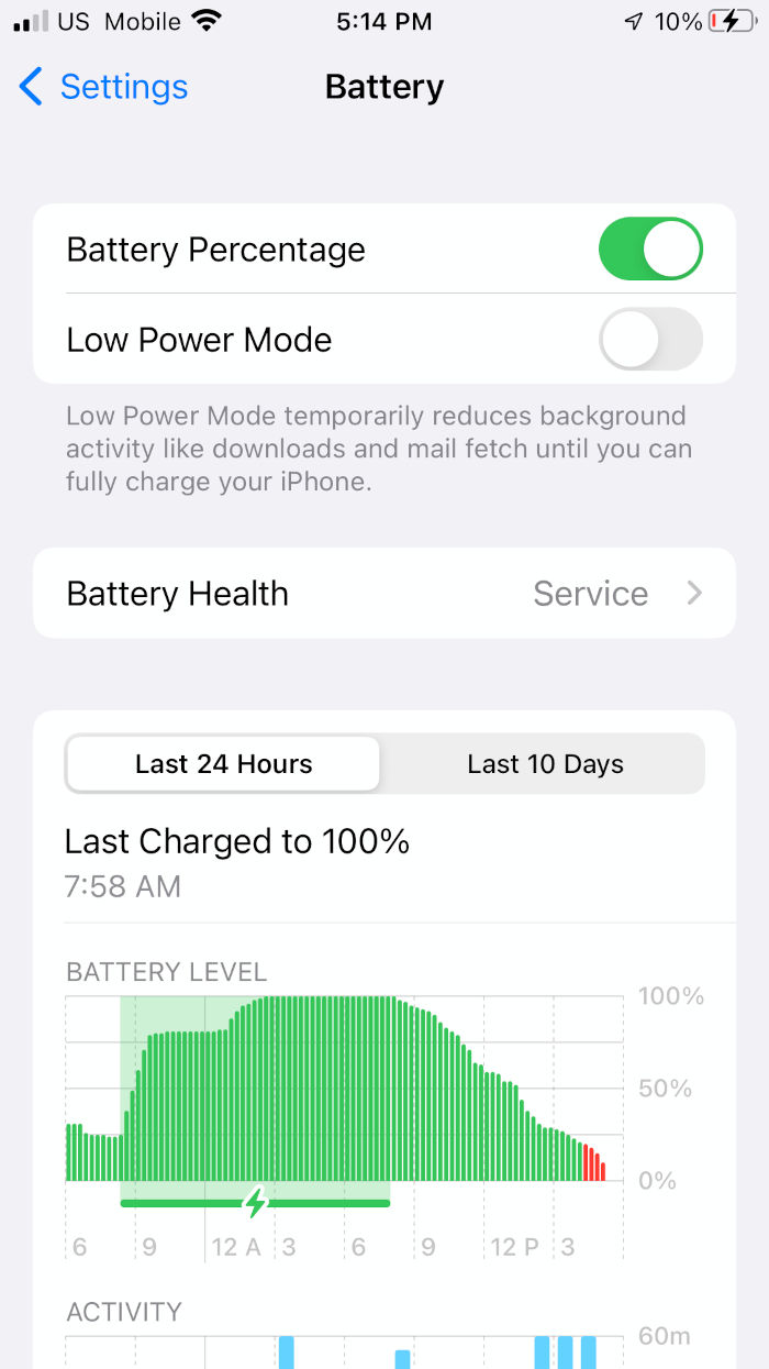 Battery health discharge