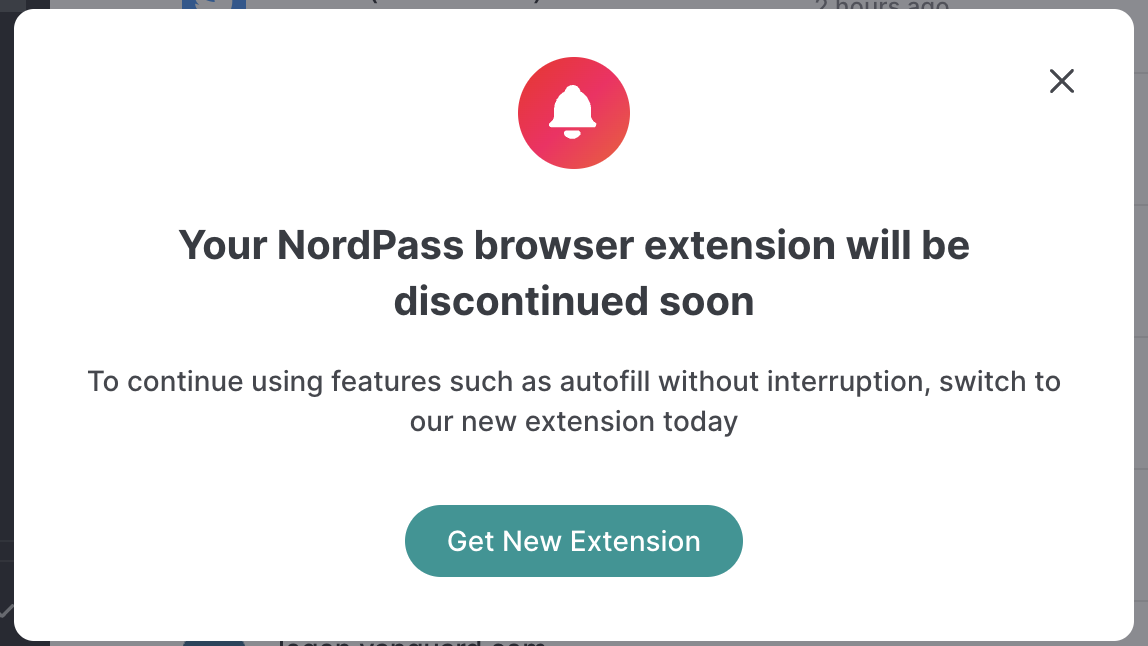 Nordpass Extension Discontinued