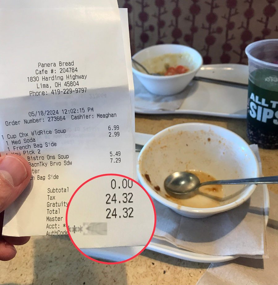 Panera Receipt May 2024