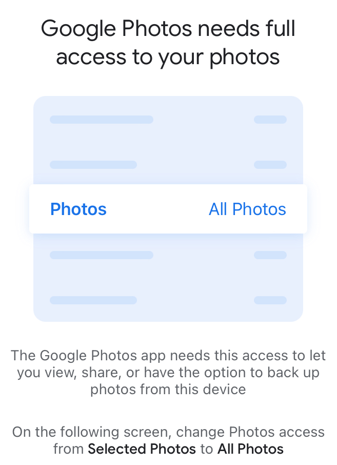 Google Photos needs full access to your photos