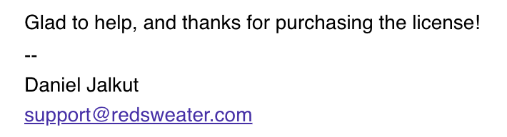 Daniel Jalkut TY email