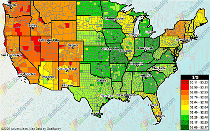 GasBuddy.com Temperature map