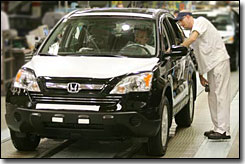 Honda CR-V rolling off the line in Ohio plant